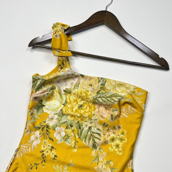 NWOT Zimmermann Amelie Bow Swimsuit One Shoulder Amber Floral Size 2 - Picture 5 of 13